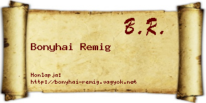 Bonyhai Remig névjegykártya